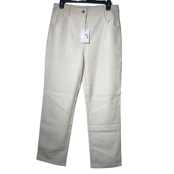 Miaou Junior Faux Leather Pant in Creme Small New Womens Vegan Trousers - Picture 5 of 13